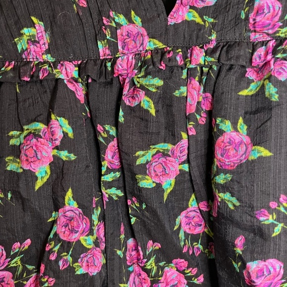 Melissa Nepton Aubrey pink rose peasant blouse small floral - Picture 4 of 5